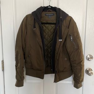 Black and army green bomber jacket.